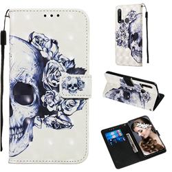 Skull Flower 3D Painted Leather Wallet Case for Huawei P20 Lite(2019)