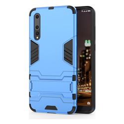 Armor Premium Tactical Grip Kickstand Shockproof Dual Layer Rugged Hard Cover for Huawei P20 Pro - Light Blue