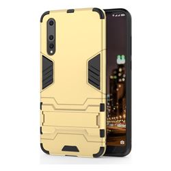 Armor Premium Tactical Grip Kickstand Shockproof Dual Layer Rugged Hard Cover for Huawei P20 Pro - Golden