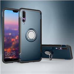 Armor Anti Drop Carbon PC + Silicon Invisible Ring Holder Phone Case for Huawei P20 Pro - Navy