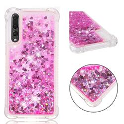 Dynamic Liquid Glitter Sand Quicksand TPU Case for Huawei P20 Pro - Pink Love Heart