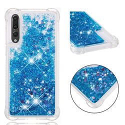 Dynamic Liquid Glitter Sand Quicksand TPU Case for Huawei P20 Pro - Blue Love Heart