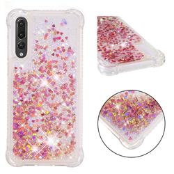 Dynamic Liquid Glitter Sand Quicksand TPU Case for Huawei P20 Pro - Rose Gold Love Heart