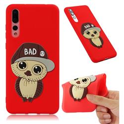 Bad Boy Owl Soft 3D Silicone Case for Huawei P20 Pro - Red