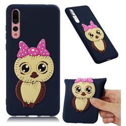 Bowknot Girl Owl Soft 3D Silicone Case for Huawei P20 Pro - Navy