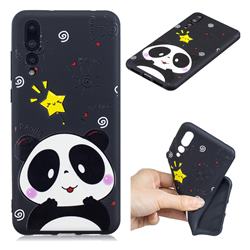 Cute Bear 3D Embossed Relief Black TPU Cell Phone Back Cover for Huawei P20 Pro