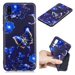 Phnom Penh Butterfly 3D Embossed Relief Black TPU Cell Phone Back Cover for Huawei P20 Pro