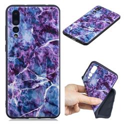 Marble 3D Embossed Relief Black TPU Cell Phone Back Cover for Huawei P20 Pro