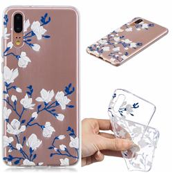 Magnolia Flower Clear Varnish Soft Phone Back Cover for Huawei P20 Pro
