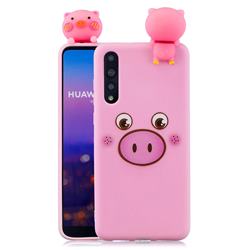 Small Pink Pig Soft 3D Climbing Doll Soft Case for Huawei P20 Pro