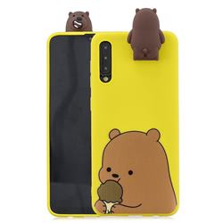 Brown Bear Soft 3D Climbing Doll Stand Soft Case for Huawei P20 Pro