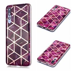 Purple Rhombus Galvanized Rose Gold Marble Phone Back Cover for Huawei P20 Pro