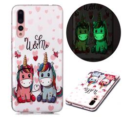 Couple Unicorn Noctilucent Soft TPU Back Cover for Huawei P20 Pro