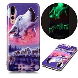 Wolf Howling Noctilucent Soft TPU Back Cover for Huawei P20 Pro