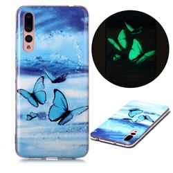 Flying Butterflies Noctilucent Soft TPU Back Cover for Huawei P20 Pro