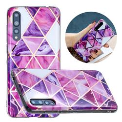 Purple Dream Triangle Painted Marble Electroplating Protective Case for Huawei P20 Pro