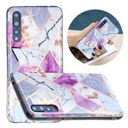 Purple and White Painted Marble Electroplating Protective Case for Huawei P20 Pro