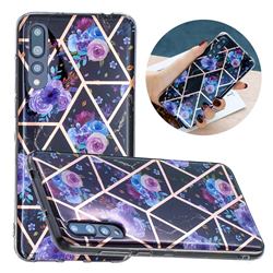 Black Flower Painted Marble Electroplating Protective Case for Huawei P20 Pro