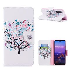 Colorful Tree Leather Wallet Case for Huawei P20 Pro
