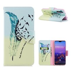 Feather Bird Leather Wallet Case for Huawei P20 Pro