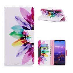 Seven-color Flowers Leather Wallet Case for Huawei P20 Pro