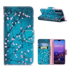 Blue Plum Leather Wallet Case for Huawei P20 Pro