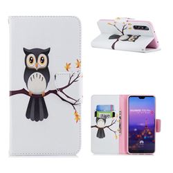 Owl on Tree Leather Wallet Case for Huawei P20 Pro