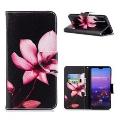 Lotus Flower Leather Wallet Case for Huawei P20 Pro