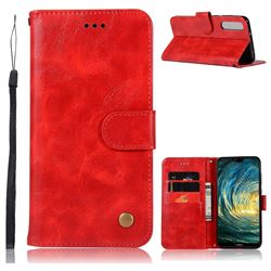 Luxury Retro Leather Wallet Case for Huawei P20 Pro - Red