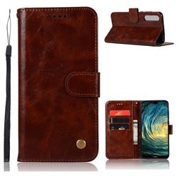 Luxury Retro Leather Wallet Case for Huawei P20 Pro - Brown