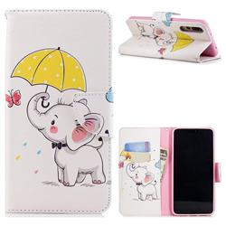 Umbrella Elephant Leather Wallet Case for Huawei P20 Pro
