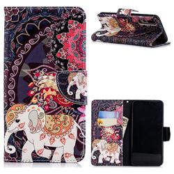 Totem Flower Elephant Leather Wallet Case for Huawei P20 Pro