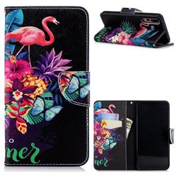Flowers Flamingos Leather Wallet Case for Huawei P20 Pro