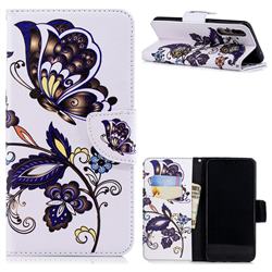 Butterflies and Flowers Leather Wallet Case for Huawei P20 Pro