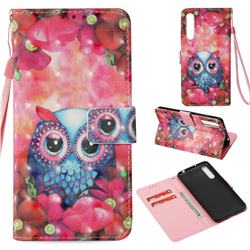 Flower Owl 3D Painted Leather Wallet Case for Huawei P20 Pro