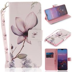Magnolia Flower Hand Strap Leather Wallet Case for Huawei P20 Pro