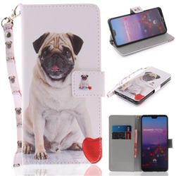 Pug Dog Hand Strap Leather Wallet Case for Huawei P20 Pro