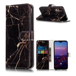 Black Gold Marble PU Leather Wallet Case for Huawei P20 Pro