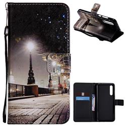 City Night View PU Leather Wallet Case for Huawei P20 Pro