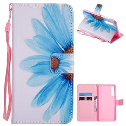 Blue Sunflower PU Leather Wallet Case for Huawei P20 Pro