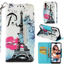 Lip Tower Big Metal Buckle PU Leather Wallet Phone Case for Huawei P20 Pro