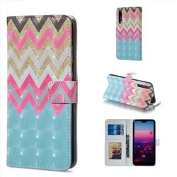 Color Wave 3D Painted Leather Phone Wallet Case for Huawei P20 Pro
