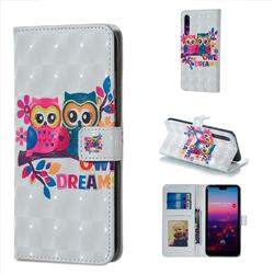 Couple Owl 3D Painted Leather Phone Wallet Case for Huawei P20 Pro
