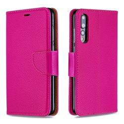 Classic Luxury Litchi Leather Phone Wallet Case for Huawei P20 Pro - Rose