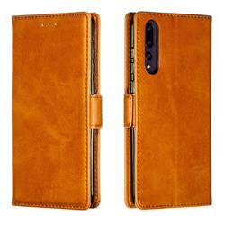 Retro Classic Calf Pattern Leather Wallet Phone Case for Huawei P20 Pro - Yellow