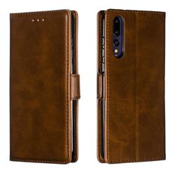 Retro Classic Calf Pattern Leather Wallet Phone Case for Huawei P20 Pro - Brown