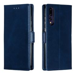 Retro Classic Calf Pattern Leather Wallet Phone Case for Huawei P20 Pro - Blue
