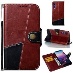 Retro Magnetic Stitching Wallet Flip Cover for Huawei P20 Pro - Dark Red