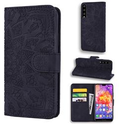 Retro Embossing Mandala Flower Leather Wallet Case for Huawei P20 Pro - Black