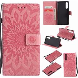 Embossing Sunflower Leather Wallet Case for Huawei P20 Pro - Pink